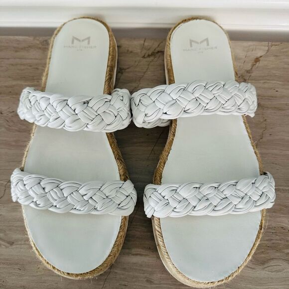 Marc Fisher Jaime, White Braided Leather Sandals. - Picture 3 of 6